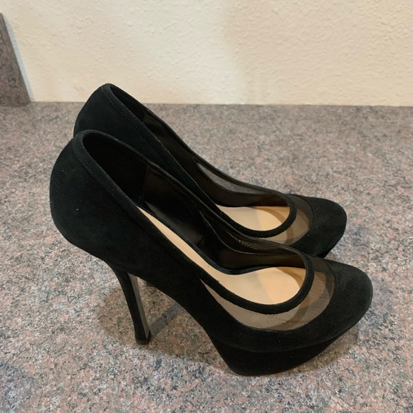 H by Halston Shoes - HALSTON BLACK PLATFORM HEEL SHOE PUMP SHEER